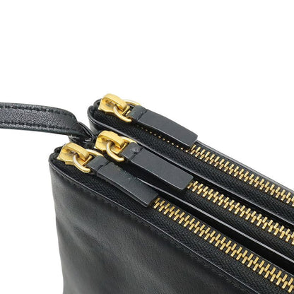 Celine Trio Small Shoulder Bag Shoulder Pouch Pochette Crossbody Leather Black