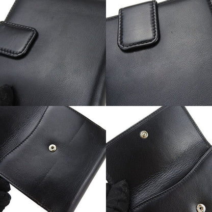 Gucci W Hook Wallet Compact Wallet 162759 Double G Leather Black Small Black