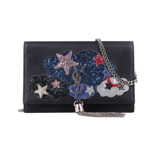 Saint Laurent Yves Kate Black Leather Messenger