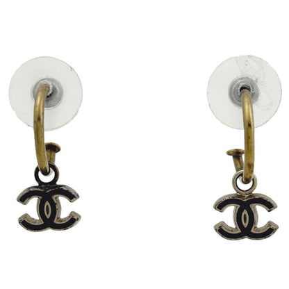 Chanel CC Logo Earrings Swing Gold Plated Purple