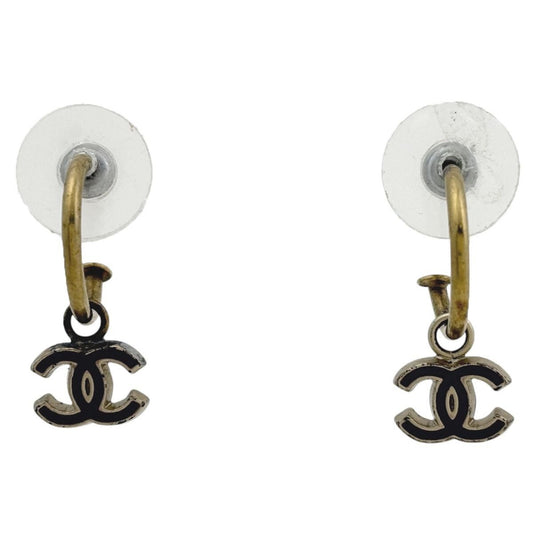 Chanel CC Logo Earrings Swing Gold Plated Purple