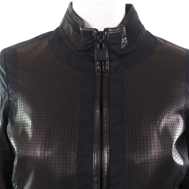 CHANEL Vintage 09P P35275 Coco Mark Hardware Back Logo Lamb Leather Zip Up