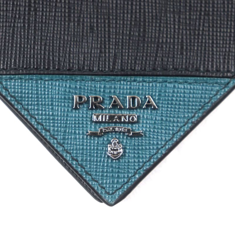 Prada 2mo004 Saffianoleather Bicolor Compact Wallet With Logo Hardware Wallet