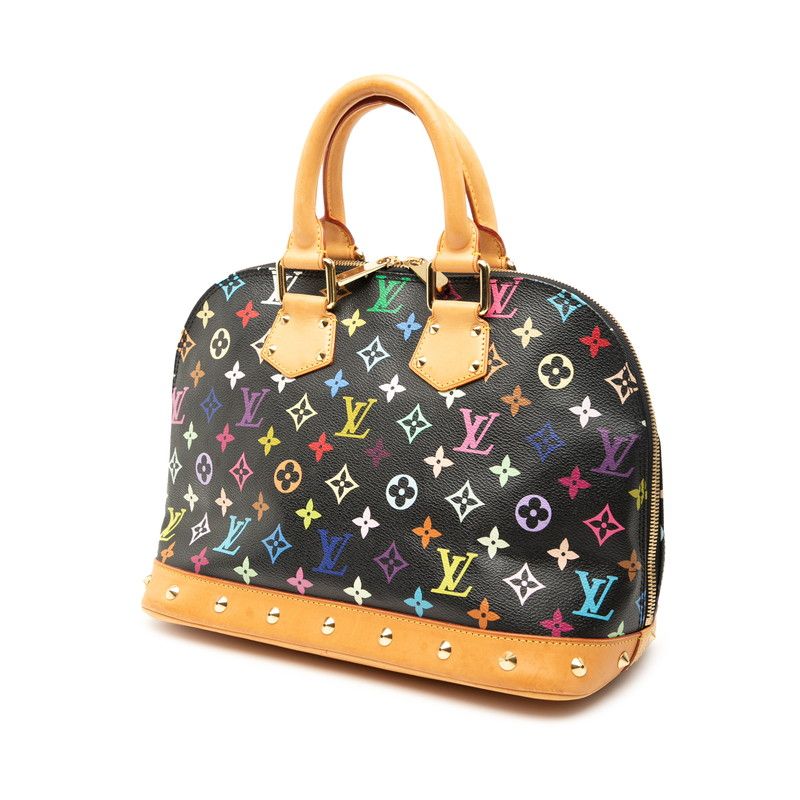 Louis Vuitton Monogram Multicolor Alma M92646 Noir Black PVC Leather Women