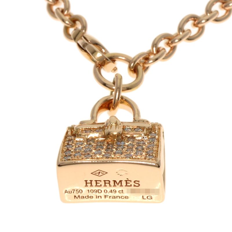 Hermes Amulet Birkin Diamond Bracelet 18K Pink Gold Ladies
