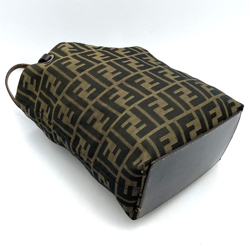 Fendi Handbag Khaki Nylon And Leather Zucca Women Men