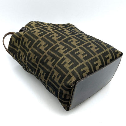 Fendi Handbag Khaki Nylon And Leather Zucca Women Men