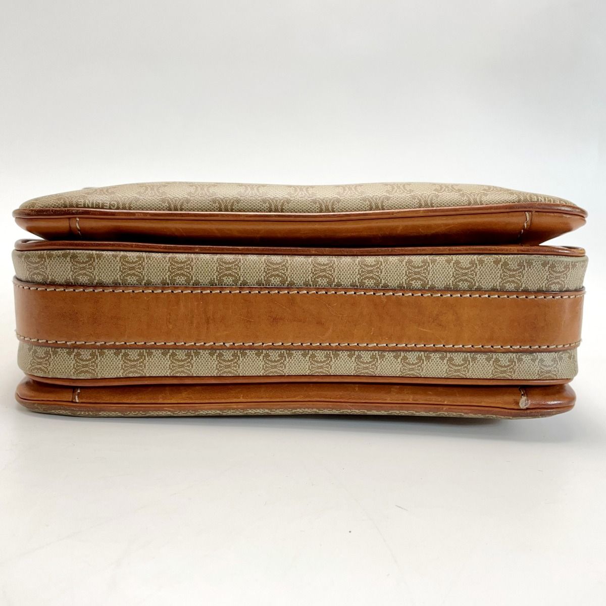 Celine Macadam Pattern Shoulder Bag Pochette Crossbody Ladies Gold Hardware