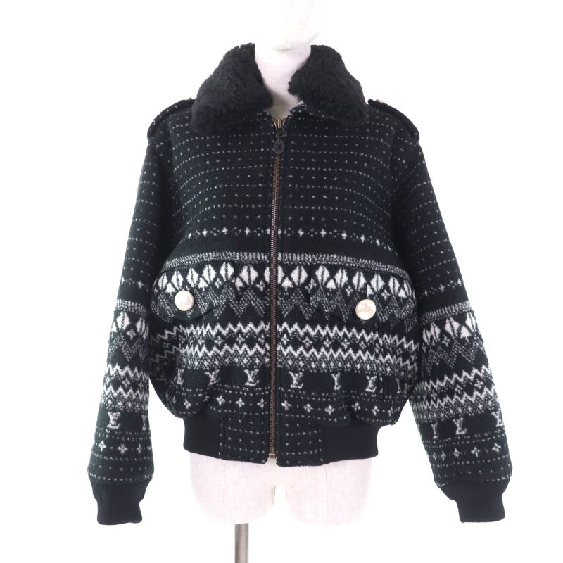 Louis Vuitton 22AW Alpine Jacquard Zip-up Jacket Black 34 Made In France