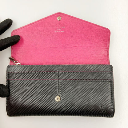 Louis Vuitton Epi Portefeuille Sara Bifold Long Wallet M64322 Black X Pink