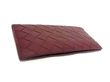 Bottega Veneta Intrecciato Leather Bifold Long Wallet Bordeaux Ay1103