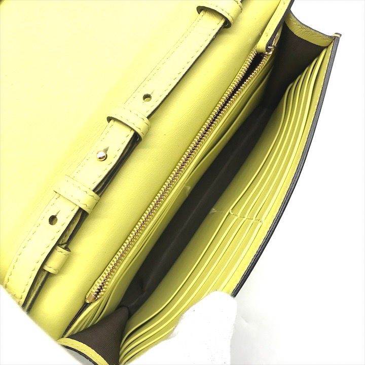 Gucci Interlocking 2-Way Shoulder Bag Wallet Lime Yellow Leather