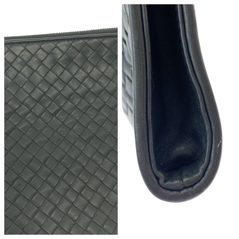 Bottega Veneta Bottega Veneta Intrecciato Gray Silver Hardware Leather Clutch