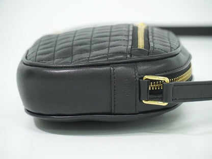 Authentic Celine Ccharm Shoulder Bag Pochette Leather Black Bag Pre-owned