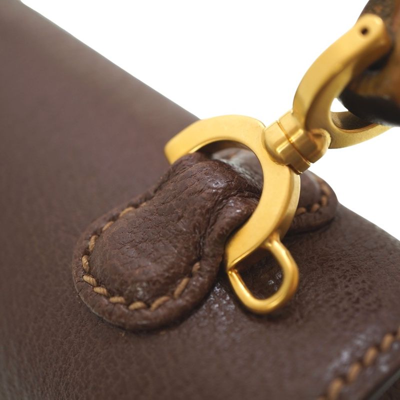 Gucci Bamboo Shoulder Handbag Leather Brown 0084gucci Vintage With Strap