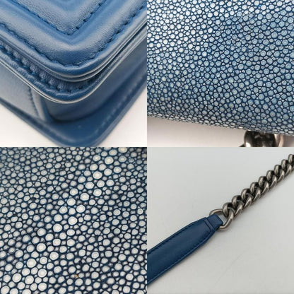 Chanel Boy Chanel Blue Pearl Fishskin And Leather A6713816706579