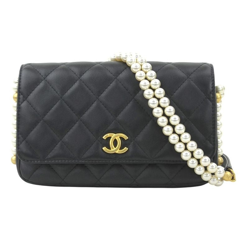 Chanel Shoulder Lambskin Black Wallet