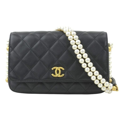 Chanel Shoulder Lambskin Black Wallet