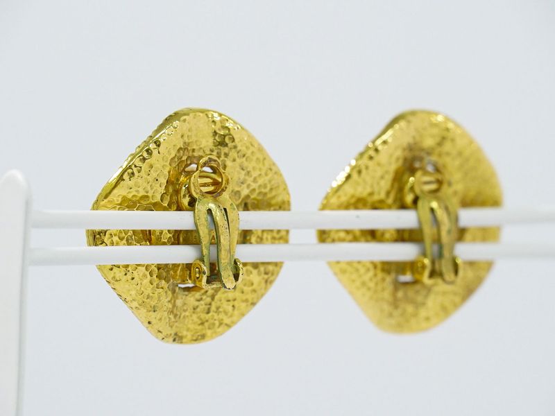 Authentic Chanel Logo Faux Pearl Earrings GP Gold Plated White Accessories