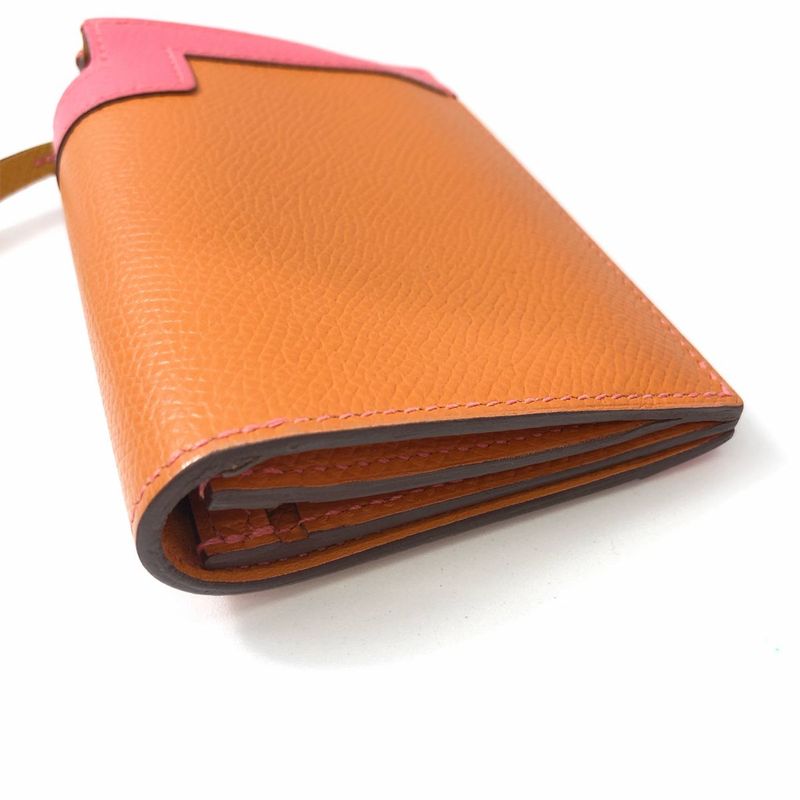 Hermes Camaille Mini Coin Case Veau Epsom Orange Pink