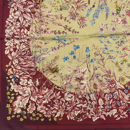 Hermes Similar Hermes Carré 90 LA Prairie Grasslands Scarf 100% Red Silk Carré