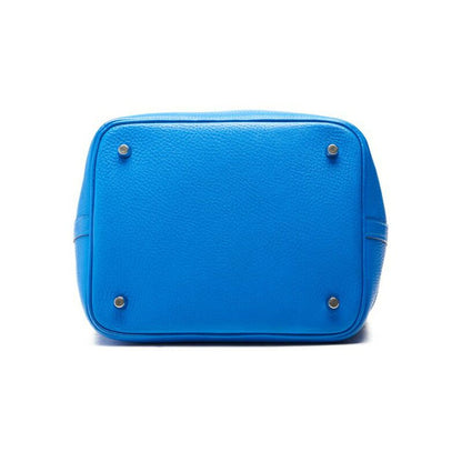 Hermes Picotin Lock MM Handbag Taurillon Clemence Blue Indra (silver Hardware)