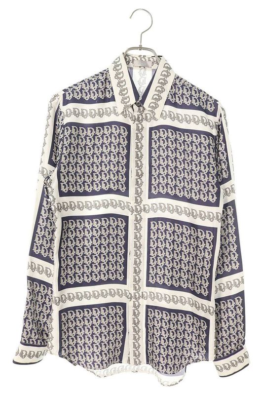 Dior 21SS 013c502a5095 Obscure All Over Silk Long Sleeve Shirt Men 37