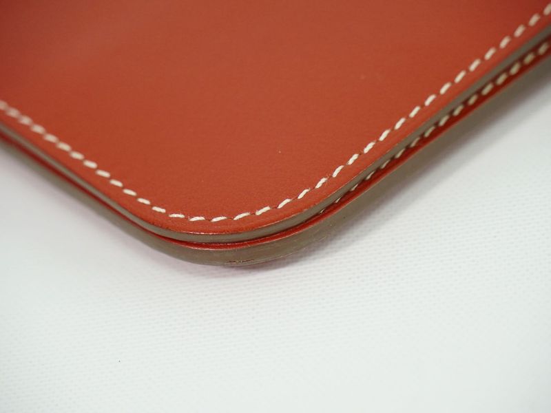 Authentic Hermes Dogon Vorsoft Leather Long Wallet Long Wallet □O 2011 Coral