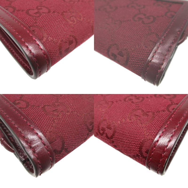 Gucci Compact Wallet 790036 GG Canvas Leather Bordeaux L Zipper Wallet 1893