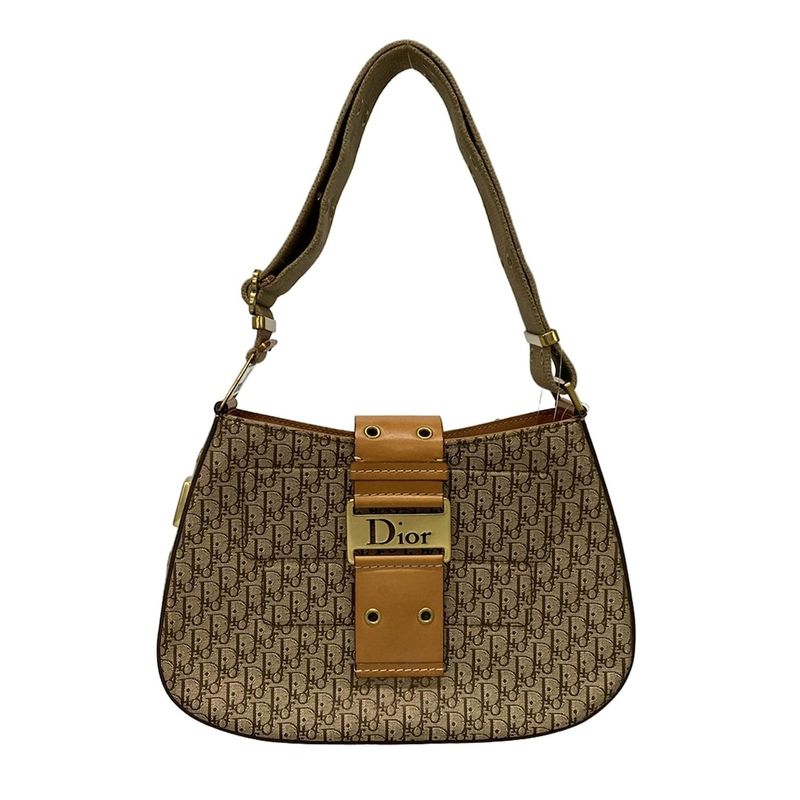Dior/christian Dior Shoulder Bag Street Chictrotter Beige And Brown Leather