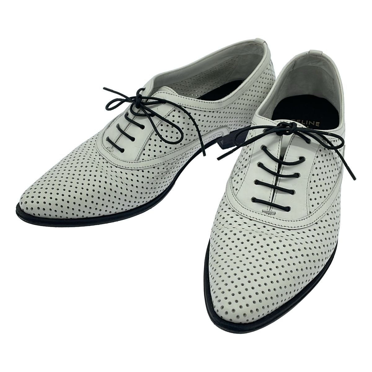 Celine Perforated Leather Shoes White 36.5