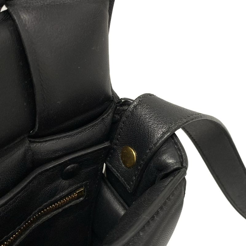 Bottega Veneta Shoulder Bag Padded Cassette Black Lambskin