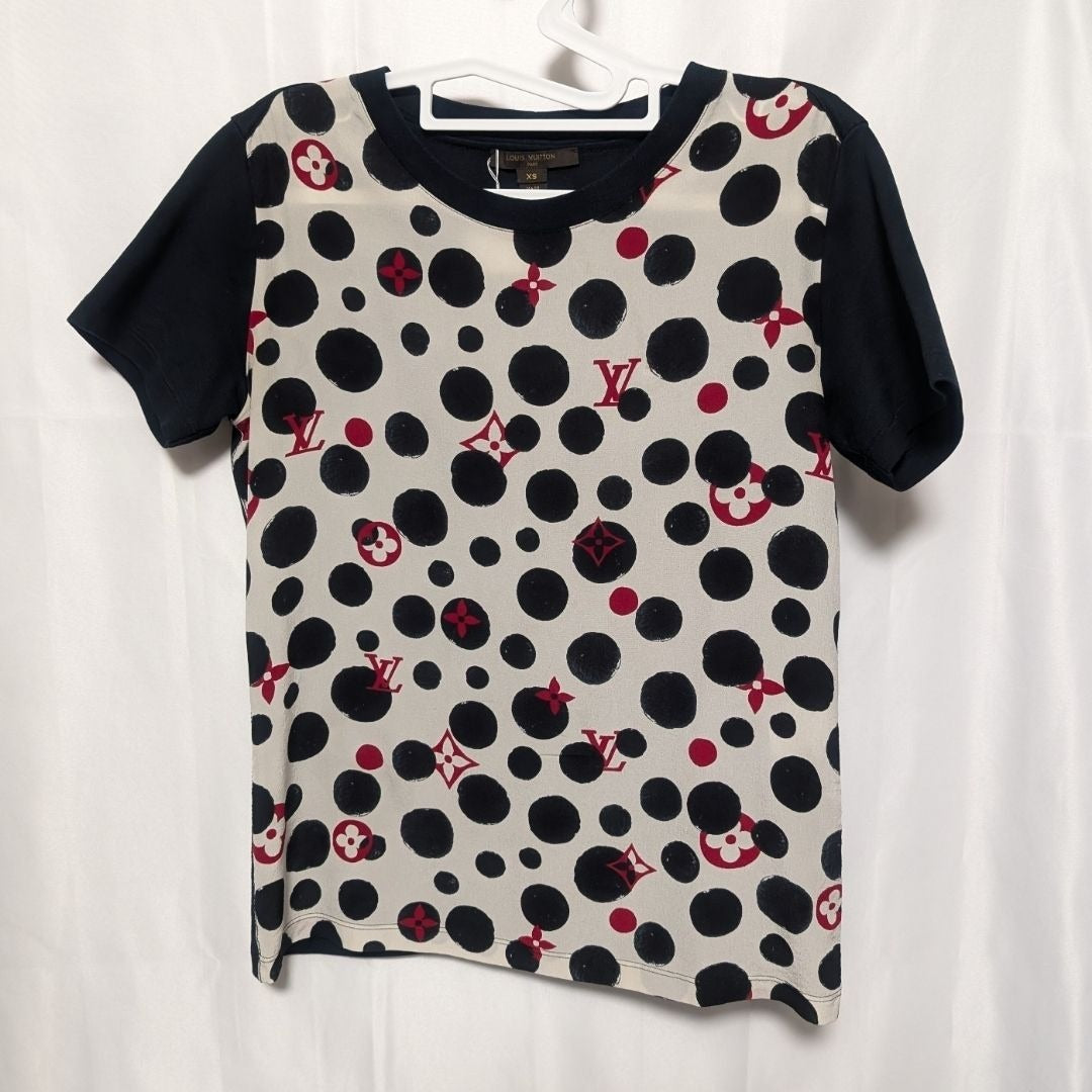 Louis Vuitton T-Shirt Polka Dot Monogram White Black XS