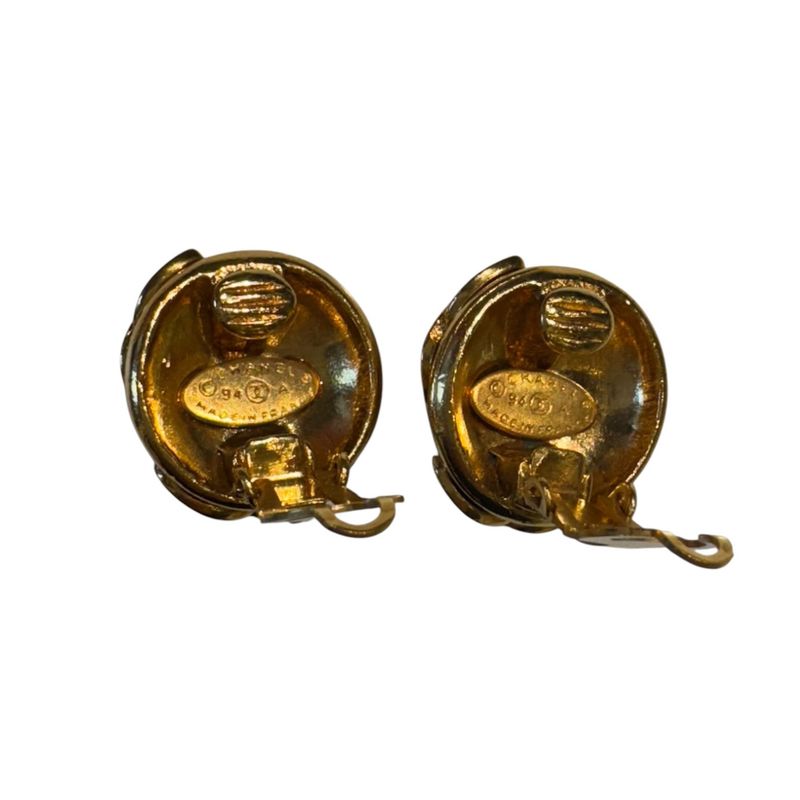 Chanel 22114899007630 94A Triple Coco Mark Earrings Ladies Gold -