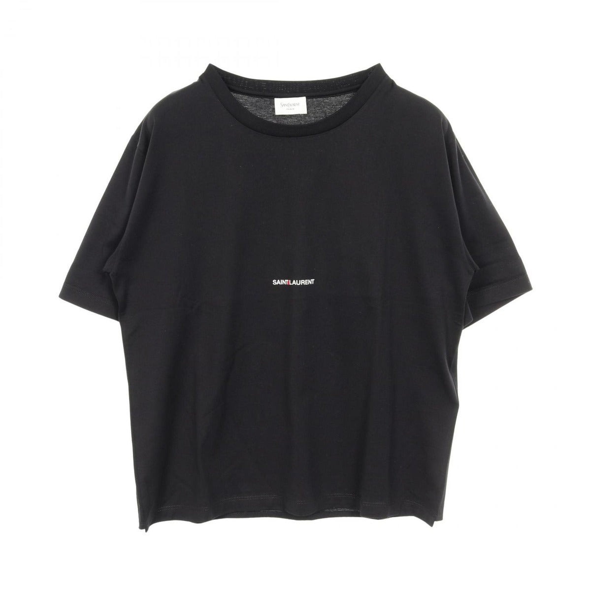 Saint Laurent Paris Top Mini Logo Black Cotton T-Shirt