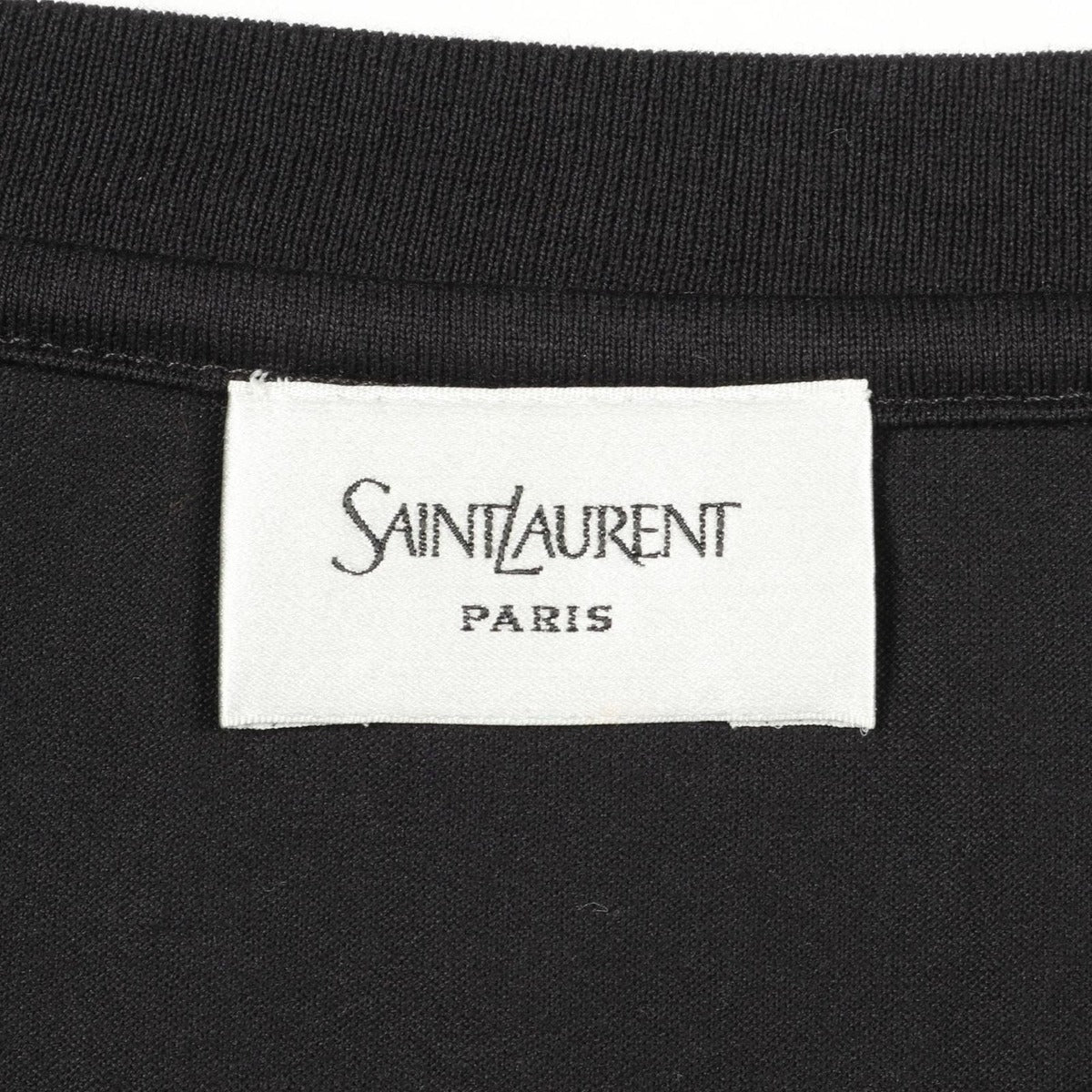 Saint Laurent Paris Top Mini Logo Black Cotton T-Shirt — view 3