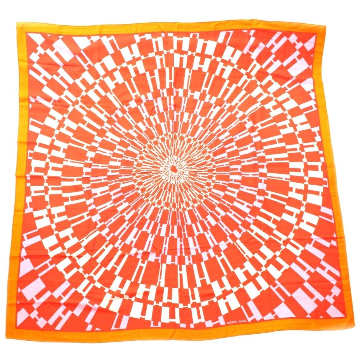 Hermes Carre Geant 140 Cashmere Silk Oph H Logo Shawl Orange