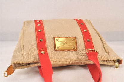 Louis Vuitton Antigua Cabas MM Tote Bag Beige Red M40035 LV 1728n