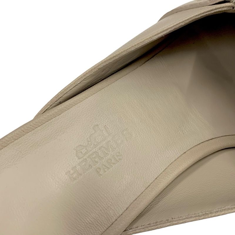 Hermes Oz Flat Shoes Leather Beige Gold Mule Kelly Hardware