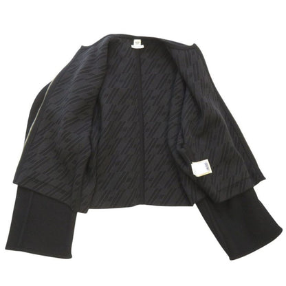 Hermes Collarless Knit Jacket Reversible Model Wool/cashmere Black Outerwear