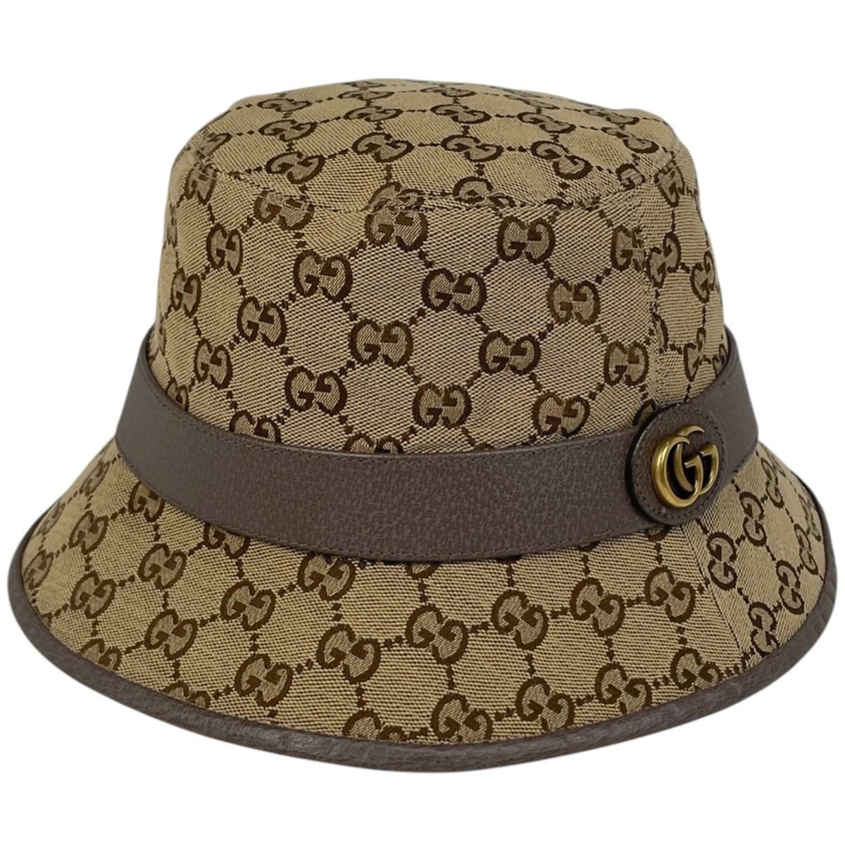 Gucci GG Marmont Bucket Hat Pattern Hat Cotton Polyester Cowhide Brown