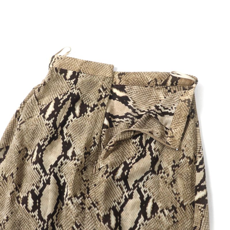 Celine 22AW 2j517879s 100% Silk Python Print Knee-length Draped Skirt Brown 34