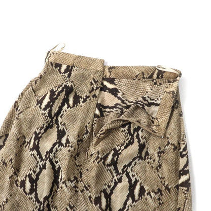 Celine 22AW 2j517879s 100% Silk Python Print Knee-length Draped Skirt Brown 34