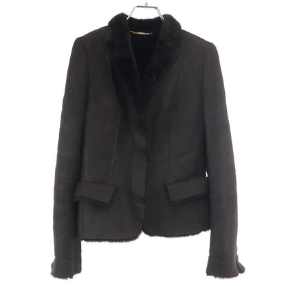 Gucci Mouton Leather Jacket Brown 38