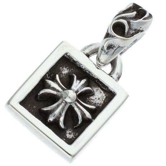 Chrome Hearts Framed CH Plus Charm Silver Necklace Top