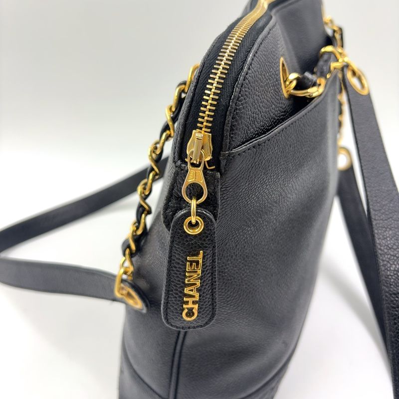 Chanel Triple Coco Mark Serial No 4 Series Chain Shoulder Bag Caviar Skin Black