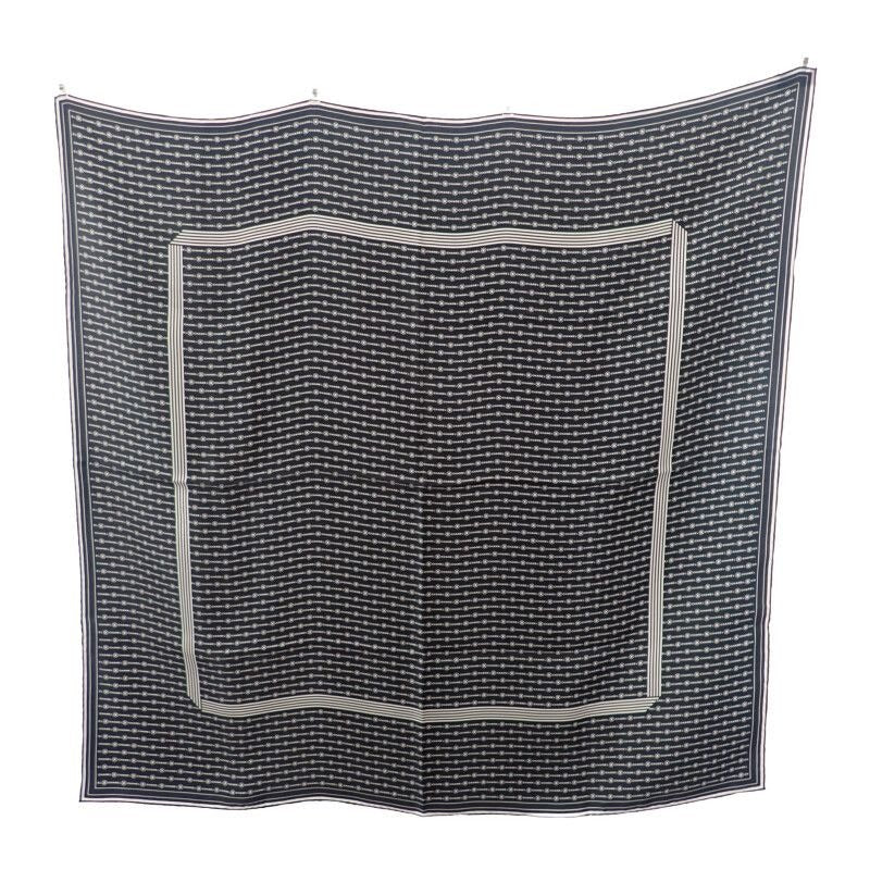 Chanel Coco Mark Scarf Silk Black Gift