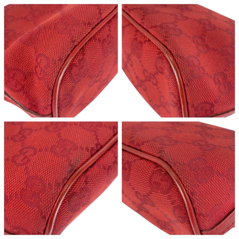 Gucci Red Silver Hardware GG Canvas 039 1108 Handbag Accessory Pouch Women