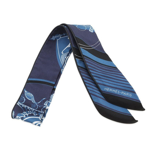 Hermes Scarf Twill Ex Libris Silk Leather