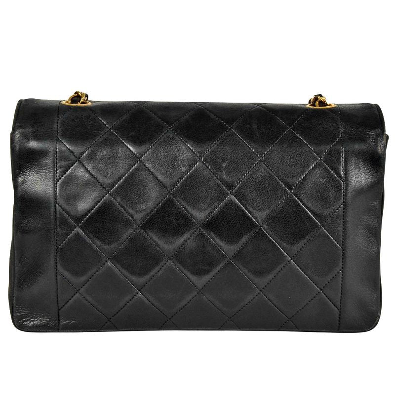 Chanel Matelasse Diana Chain Shoulder Bag Lambskin A01165 Black Gold Hardware 7